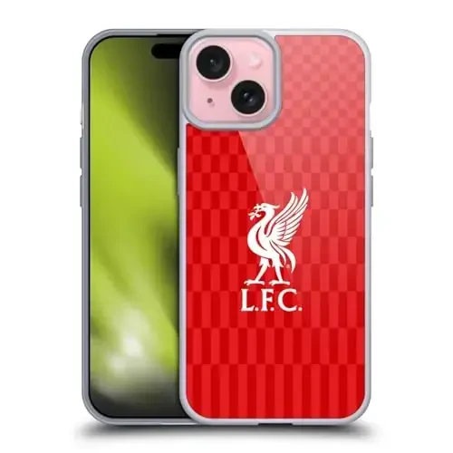 Head Case Designs Officially Licensed Liverpool Football Club White On Red Kit Liver Bird Gel Case [Military Grade Protection] Apple iPhone 15 bilan mos va MagSafe bilan mos keladi 