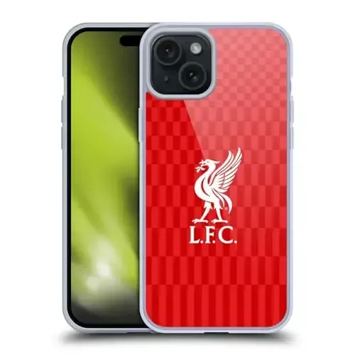 Head Case Designs Officially Licensed Liverpool Football Club White On Red Kit Liver Bird Gel Case [Military Grade Protection] Apple iPhone 15 Plus bilan mos keluvchi va MagSafe bilan mos keladigan - 1
