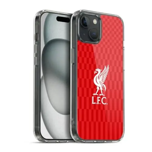 Head Case Designs Officially Licensed Liverpool Football Club White On Red Kit Liver Bird Gel Case [Military Grade Protection] Apple iPhone 15 Plus bilan mos keluvchi va MagSafe bilan mos keladigan 