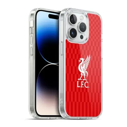 Head Case Designs Officially Licensed Liverpool Football Club White On Red Kit Liver Bird Gel Case [Military Grade Protection] Compatible with Apple iPhone 13 Pro and Compatible with MagSafe 