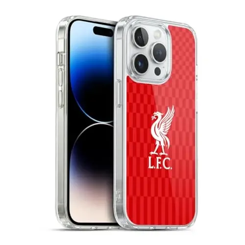 Head Case Designs Officially Licensed Liverpool Football Club White On Red Kit Liver Bird Gel Case [Military Grade Protection] Compatible with Apple iPhone 14 Pro and Compatible with MagSafe - 1