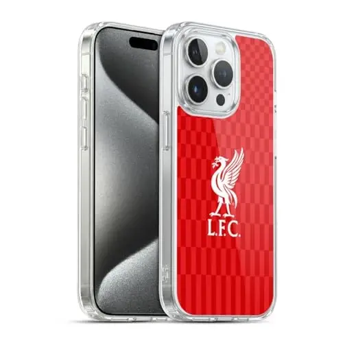 Head Case Designs Officially Licensed Liverpool Football Club White On Red Kit Liver Bird Gel Case [Military Grade Protection] Compatible with Apple iPhone 15 Pro and Compatible with MagSafe 