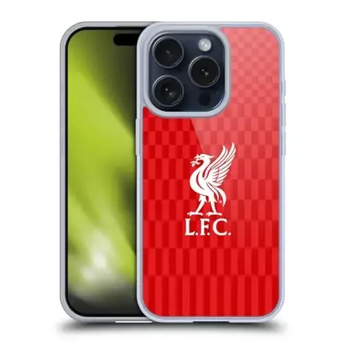 Head Case Designs Officially Licensed Liverpool Football Club White On Red Kit Liver Bird Gel Case [Military Grade Protection] Compatible with Apple iPhone 15 Pro and Compatible with MagSafe 