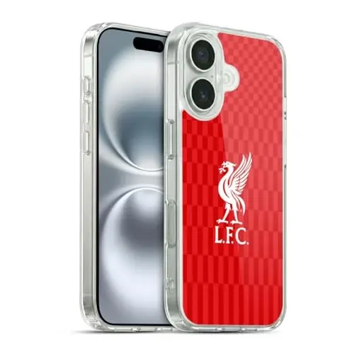 Head Case Designs Officially Licensed Liverpool Football Club White On Red Kit Liver Bird Gel Case [Military Grade Protection] Compatible with Apple iPhone 16 and Compatible with MagSafe - 1