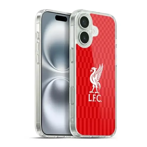 Head Case Designs Officially Licensed Liverpool Football Club White On Red Kit Liver Bird Gel Case [Military Grade Protection] Compatible with Apple iPhone 16 Plus and Compatible with MagSafe - 1