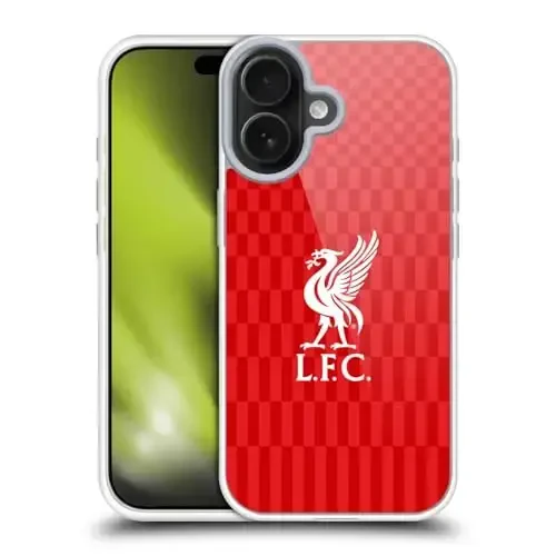 Head Case Designs Officially Licensed Liverpool Football Club White On Red Kit Liver Bird Gel Case [Military Grade Protection] Compatible with Apple iPhone 17 - 4