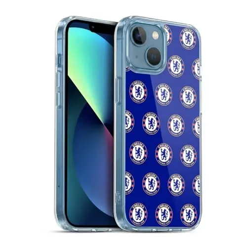 Head Case Designs Официально лицензированный чехол Chelsea Football Club Pattern Crest Gel Case [Military Grade Protection] Совместим с Apple iPhone 13 Mini и Совместим с MagSafe 