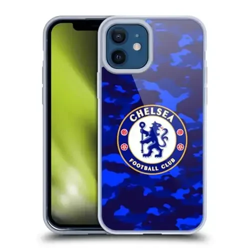 Head Case Designs официально лицензированный Chelsea Football Club Camouflage Crest Мягкий гелевый чехол, совместимый с Apple iPhone 12 / iPhone 12 Pro 