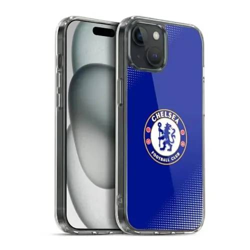 Head Case Designs официально лицензированный Chelsea Football Club Halftone Crest Gel Case [Military Grade Protection] совместим с Apple iPhone 15 Plus и совместим с MagSafe - HEAD CASE DESIGNS (1)