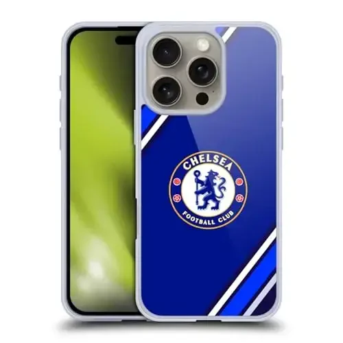 Head Case Designs официально лицензированный Chelsea Football Club Stripes Crest Gel Case [Military Grade Protection] совместим с Apple iPhone 16 Pro и совместим с MagSafe - 1