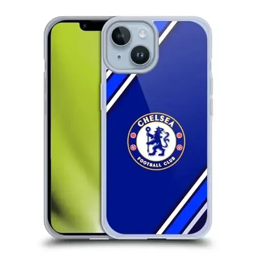 Head Case Designs официально лицензированный Chelsea Football Club Stripes Crest Gel Case [Military Grade Protection] совместимый с Apple iPhone 14 и совместимый с MagSafe 