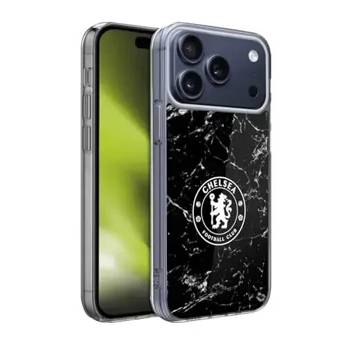 Head Case Designs Officially Licensed Chelsea Football Club Black Marble Crest Gel Case [Military Grade Protection] Compatible with Apple iPhone 17 Pro Max - 12
