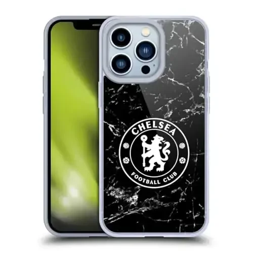 Head Case Designs официально лицензированный футбольный клуб «Челси», черный мраморный герб, гелевый чехол [военная защита], совместимый с Apple iPhone 13 Pro - HEAD CASE DESIGNS