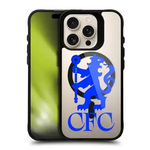 Head Case Designs официально лицензированный футбольный клуб «Челси» Lions Oversized Logo Icon Black Shockproof Bumper Case [военная защита] совместим с и совместим с MagSafe Apple iPhone - 1