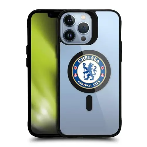 Head Case Designs Официально лицензированный футбольный клуб Chelsea Badge Logo Icon Black Shockproof Bumper Case [Military Grade Protection] Совместим с и совместим с MagSafe Apple iPhone 13 Pro 