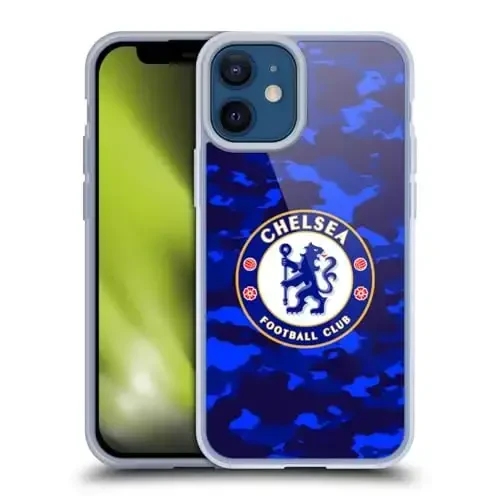 Head Case Designs официально лицензированный футбольный клуб Chelsea Camouflage Crest Мягкий гелевый чехол, совместимый с Apple iPhone 12 Mini - 12
