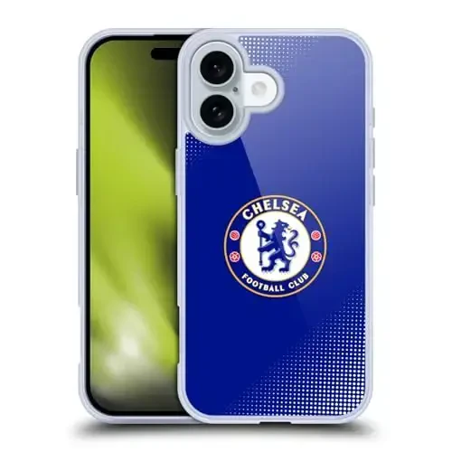 Head Case Designs официально лицензированный футбольный клуб Chelsea Halftone Crest Gel Case [военная защита] совместим с Apple iPhone 16 и совместим с MagSafe - 1