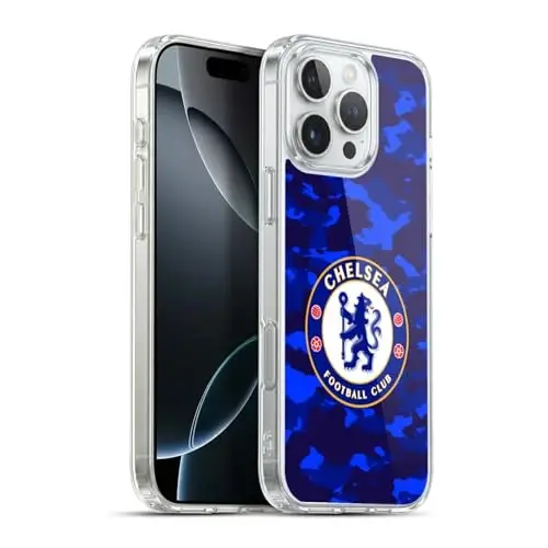 Head Case Designs Officially Licensed Chelsea Football Club Camouflage Crest Gel Case [Military Grade Protection] Compatible with Apple iPhone 16 Pro Max - 3