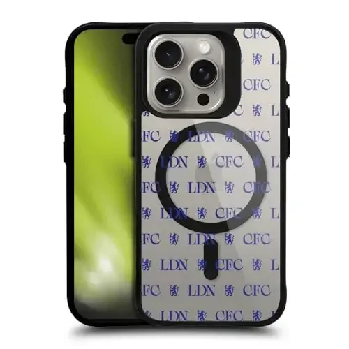 Head Case Designs Официально лицензированный футбольный клуб Chelsea Lions Pattern Logo Icon Black Shockproof Bumper Case [Military Grade Protection] Совместим с и совместим с MagSafe Apple iPhone - HEAD CASE DESIGNS