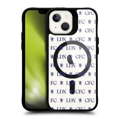 Head Case Designs Официально лицензированный футбольный клуб Chelsea Lions Pattern Logo Icon Black Shockproof Bumper Case [Military Grade Protection] Совместим с и Совместим с MagSafe Apple iPhone - 1