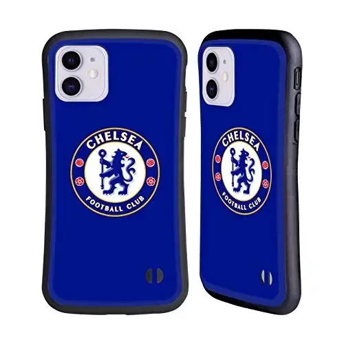 Head Case Designs Официально лицензированный футбольный клуб Chelsea Однотонный синий герб Гибридный чехол, совместимый с Apple iPhone 11 - 1