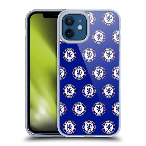 Head Case Designs Официально лицензированный футбольный клуб Chelsea Pattern Crest Gel Case [Military Grade Protection] Совместим с Apple iPhone 12 / iPhone 12 Pro и совместим с MagSafe - 4