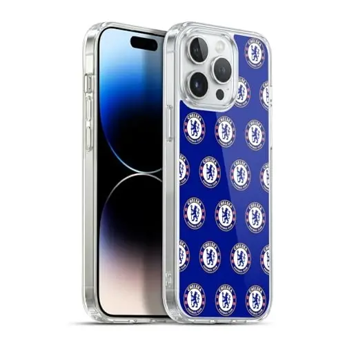 Head Case Designs Официально лицензированный футбольный клуб Chelsea Pattern Crest Gel Case [Военная защита] Совместим с Apple iPhone 13 Pro Max и Совместим с MagSafe 