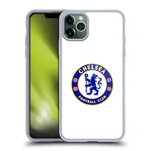 Head Case Designs Официально лицензированный футбольный клуб Chelsea Plain White Crest Gel Case [Военная защита] Совместим с Apple iPhone 11 Pro Max и совместим с MagSafe 