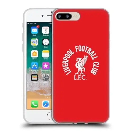 Head Case Designs Официально лицензированный футбольный клуб Liverpool, белый LFC на красном фоне, гелевый чехол Liver Bird [военная защита] Совместим с Apple iPhone 7 Plus/iPhone 8 Plus - HEAD CASE DESIGNS