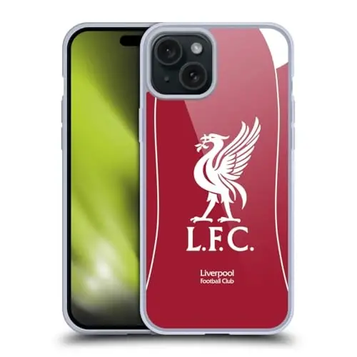 Head Case Designs Официально лицензированный футбольный клуб Liverpool Home 2025/26 Kit Gel Case [Military Grade Protection] Совместим с Apple iPhone 15 Plus 