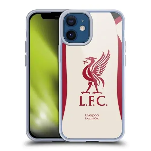 Head Case Designs Официально лицензированный футбольный клуб Liverpool в гостях 2025/26 Комплект Gel Case [Военная защита] Совместим с Apple iPhone 12 Mini 