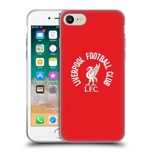Head Case Designs Официально лицензированный футбольный клуб Liverpool White LFC On Red Liver Bird Gel Case [Military Grade] Совместим с Apple iPhone 7/8 / SE 2020 & 2022 и совместим с MagSafe 