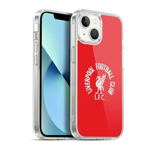 Head Case Designs официально лицензированный футбольный клуб «Ливерпуль» White LFC On Red Liver Bird Gel Case [Военная защита] Совместим с Apple iPhone 13 и совместим с MagSafe - HEAD CASE DESIGNS