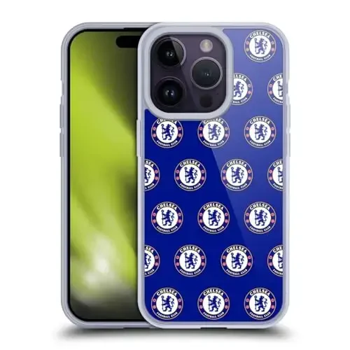 Head Case Designs официально лицензированный гель-чехол Chelsea Football Club Pattern Crest [военный класс защиты], совместимый с Apple iPhone 14 Pro и совместимый с MagSafe - HEAD CASE DESIGNS