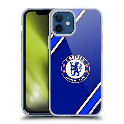 Head Case Designs Официально лицензированный гелевый чехол Chelsea Football Club Stripes Crest [Военная защита] Совместим с Apple iPhone 12 / iPhone 12 Pro и совместим с MagSafe - 1