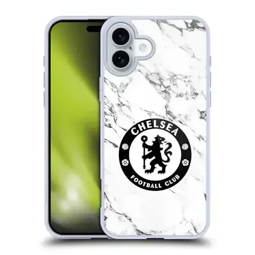 Head Case Designs Официально лицензированный гелевый чехол Chelsea Football Club White Marble Crest [Военная защита] Совместим с Apple iPhone 16 Plus и совместим с MagSafe - HEAD CASE DESIGNS