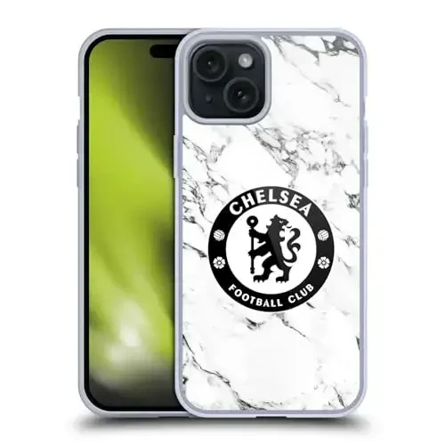 Head Case Designs официально лицензированный гелевый чехол Chelsea Football Club White Marble Crest [военная защита] совместимый с Apple iPhone 15 Plus и совместимый с MagSafe 