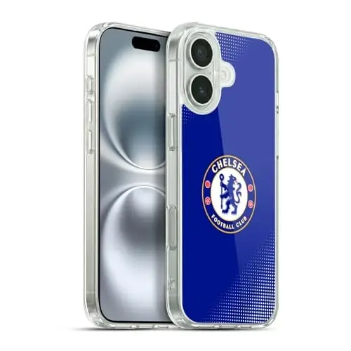 Head Case Designs rasman litsenziyalangan Chelsea Football Club Halftone Crest Gel Case [Harbiy darajadagi himoya] Apple iPhone 16 Plus bilan mos va MagSafe bilan mos - 1
