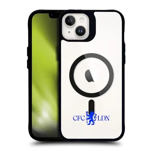 Head Case Designs rasman litsenziyalangan Chelsea Football Club Lions Minimalist Logo Icon Black zarba o'tkazmaydigan bumper g'ilofi [Harbiy darajadagi himoya] mos va MagSafe Apple bilan mos - 1