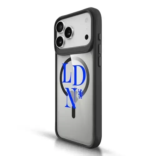 Head Case Designs Rasman litsenziyalangan Chelsea Football Club Logotype Logo Icon Qora zarbaga chidamli bamper g'ilofi [Harbiy darajadagi himoya] bilan mos va MagSafe Apple iPhone 13 Pro bilan mos - HEAD CASE DESIGNS (1)