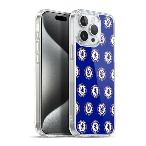 Head Case Designs rasman litsenziyalangan Chelsea Football Club Pattern Crest Gel Case [Harbiy darajadagi himoya] Apple iPhone 15 Pro Max bilan mos va MagSafe bilan mos 