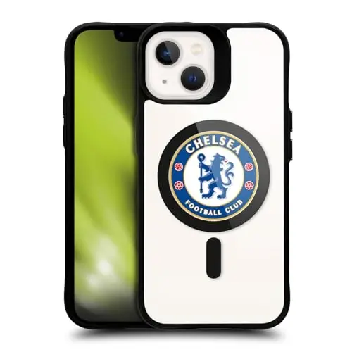 Head Case Designs rasmiy litsenziyaga ega Chelsea Football Club Badge Logo Icon qora zarbaga chidamli bamper g'ilofi [Harbiy darajadagi himoya] bilan mos va MagSafe Apple iPhone 13 bilan mos 