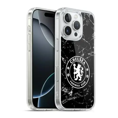 Head Case Designs Rasmiy litsenziyaga ega Chelsea Football Club Black Marble Crest Gel Case [Harbiy darajadagi himoya] Apple iPhone 16 Pro bilan mos - 4