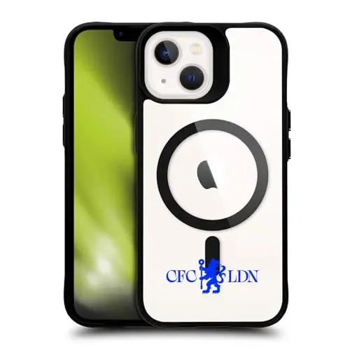 Head Case Designs Officially Licensed Chelsea Football Club Lions Minimalist Logo Icon Black Shockproof Bumper Case [Military Grade Protection] Compatible with and Compatible with MagSafe Apple 