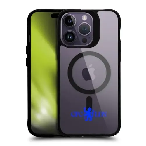 Head Case Designs rasmiy litsenziyaga ega Chelsea Football Club Lions Minimalist Logo Icon Qora zarbaga chidamli bumper g'ilofi [Harbiy darajadagi himoya] bilan mos va MagSafe Apple bilan mos 