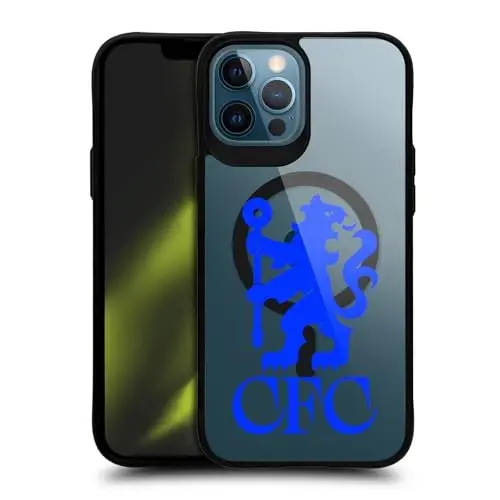 Head Case Designs rasmiy litsenziyaga ega Chelsea Football Club Lions Oversized Logo Icon Qora zarbaga chidamli Bumper Case [Harbiy darajadagi himoya] mos va MagSafe Apple iPhone bilan mos 