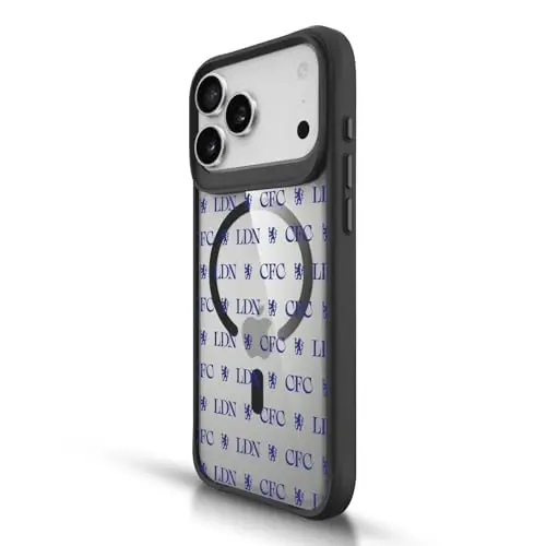 Head Case Designs rasmiy litsenziyaga ega Chelsea Football Club Lions Pattern Logo Icon Black zarbga chidamli bamper g'ilofi [Harbiy darajadagi himoya] bilan mos va MagSafe Apple iPhone bilan mos - HEAD CASE DESIGNS (1)