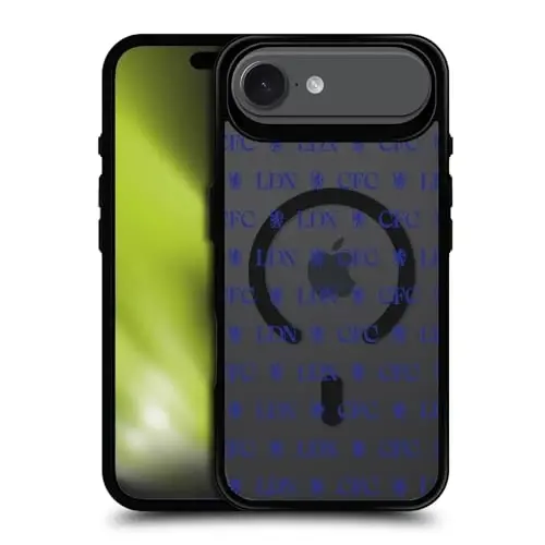 Head Case Designs rasmiy litsenziyaga ega Chelsea Football Club Lions Pattern Logo Icon Black zarbga chidamli bamper g'ilofi [Harbiy darajadagi himoya] bilan mos va MagSafe Apple iPhone bilan mos 