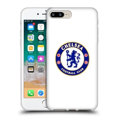 Head Case Designs rasmiy litsenziyaga ega Chelsea Football Club Plain White Crest Gel Case [Harbiy darajadagi himoya] Apple iPhone 7 Plus/iPhone 8 Plus bilan mos keladi 