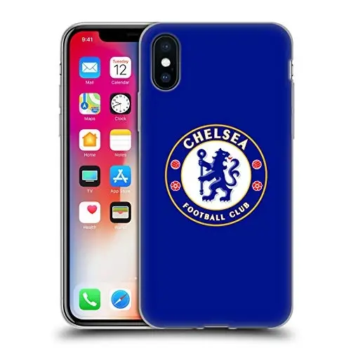 Head Case Designs Rasmiy litsenziyaga ega Chelsea futbol klubi oddiy ko'k nishoni Gel qutisi [Harbiy darajadagi himoya] Apple iPhone X/iPhone Xs bilan mos keladi - 4